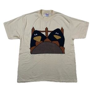 Vintage Quilt Work Style Crows & Sunflower T-Shirt Adult Large Single Stitch